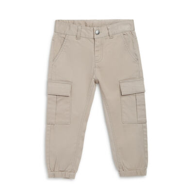 Boys Medium Natural Solid Long Trouser